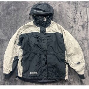 Columbia Vertex Interchange Jacket Womens Medium Gray Beige Hooded Sherpa Lined